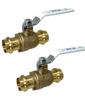 2-Pack 3/4-Inch Press Copper Ball Valve with Full Port Brass Body Built Tough Lead Free for Potable Water Compatible With Hard Copper Pipe Types K L M