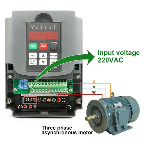 Heavy Duty 3.0KW 220V AC Drive Frequency Converter Inverter Programmable VFD Variable Frequency Drive Control Unit with wiring connections.