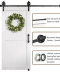 Six Foot Heavy Duty Sliding Barn Door Hardware Kit For 1 3 8 To 1 3 4 Inch Thick Doors Black Finish J Shape Hangers