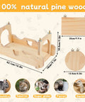 Premium Solid Pine Wood Chinchilla Suspension Bridge and Climbing Ledges, 42.1cm natural wood platforms for rodents.