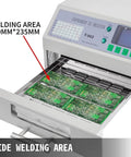 Pro Grade Reflow Oven For SMD SMT PCB Soldering, 800W Infrared Heater With Auto Soldering showing 180 x 235 mm welding area