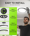 Installing 12 Inch Dimmable LED Flush Mount Ceiling Light With Easy App And Remote Control, Energy Efficient