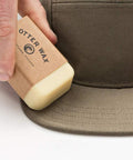 Heavy Duty Fabric Wax Bar For Waxed Canvas Jackets Bags And Shoes Keeps Your Gear Dry With Weatherproof And Water Repellent Beeswax Protectant PFAS Free All Natural 2 Oz Made In USA used on canvas hat