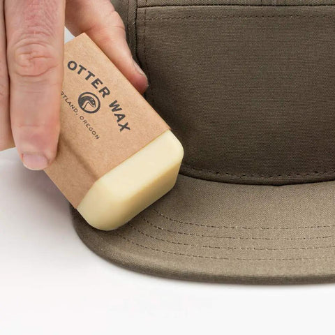 Heavy Duty Fabric Wax Bar For Waxed Canvas Jackets Bags And Shoes Keeps Your Gear Dry With Weatherproof And Water Repellent Beeswax Protectant PFAS Free All Natural 2 Oz Made In USA used on canvas hat