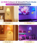 Wireless Rechargeable Wall Sconce Set Of Two Featuring Smart Remote Control Zero Wire Drama in yellow, blue, orange, and purple lighting.