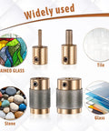 Stained Glass Diamond Grinder Bit Set With 1 3/4 Inch, 1/4 Inch, And 1/8 Inch Heads, Brass Core, suitable for glass, tile, stone.
