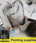 Artists using Ultra Fine Graphite Powder 1000 Mesh 1Lb Dry Lubricant for drawing and sketching, graphite art supplies visible.