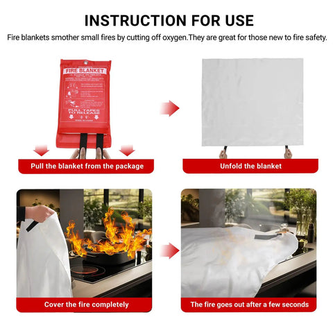 Heavy Duty Emergency Fire Blanket 2 Pack Be Ready For Quick Extinguish Fireproof Fiberglass Heat Shield instructions
