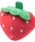 Handcrafted Plush Strawberry Dog Chew Toy Featuring Hella Durable Stitching Super Bright Red Interactive Cat Scratcher For Dope Playtime Premium Pet Plaything, red plush toy with green leaves.
