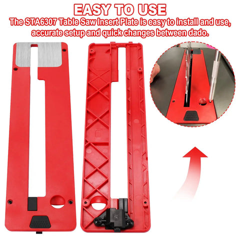 Red Dado Insert Plate Replacement For 10 Inch Table Saw TS6307 00 Pro Grade Heavy Duty Throat Plate