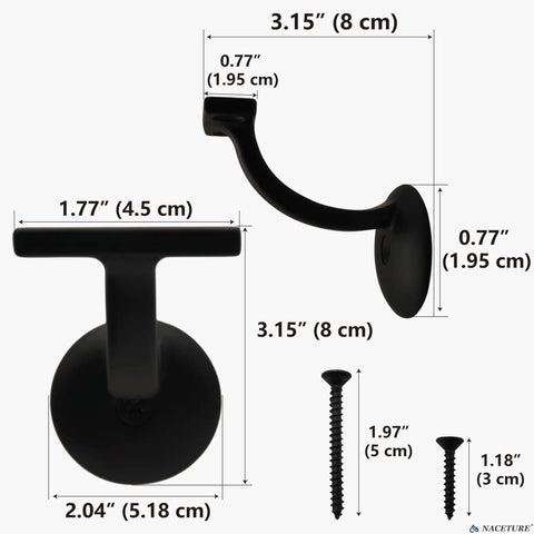 Heavy Duty Handrail Brackets For Stairs 3 Inch Black Metal Wall Mount Supports Tough As Nails Staircase Railing Hardware dimensions with screws