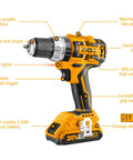 20V Brushless Impact Drill Kit With Metal Shell And Efficient Cooling featuring LED lights and variable speed trigger