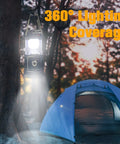 Two Pack Collapsible Camping Lantern With Solar USB Rechargeable Portable Waterproof LED Light illuminating a campsite.