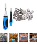 Gutsy Heavy Duty Ratchet Socket Wrench Kit With Extra Screwdriver Bits And A Snap Shut Carry Case with bits and tools displayed.
