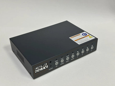 4 Channel CCTV Video Color Quad Multiplexer With Loopout Remote Control And Free 1 Amp Power Adapter, top view