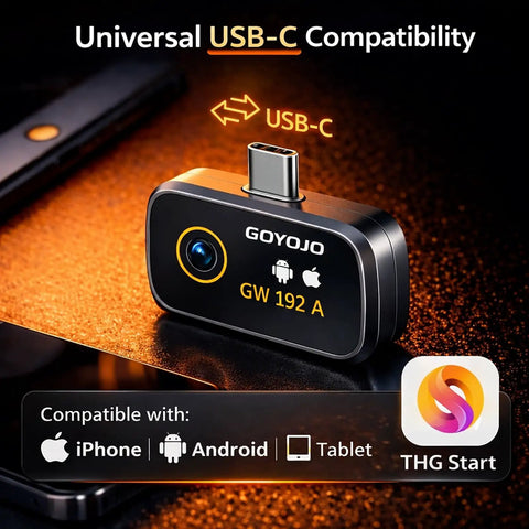 Plug And Play USB C Thermal Imaging Camera For iPhone Android Tablets And iPads With 192 By 192 Resolution visible on table
