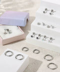 Hypoallergenic Surgical Steel Earrings For Sensitive Ears, Unisex Stud Hoop With Opal And AAA Cubic Zirconia, Flat Back Cartilage Earring Studs, Small Ball Hoop, Nickel Free, Tarnish Resistant, Silver Tone, assorted studs and hoops