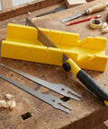 Miter Box And Saw Kit With 12 Inch Japanese Saw Fine And Coarse Cutters Handle And Screw For Accurate Wood Plastic And Soft Metal Cuts