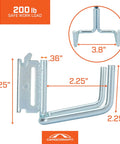 Heavy Duty Dual Arm Tool Hook For E Track And X Track Stores Long Handled Tools Like Brooms And Rakes 200 Lb Capacity Zinc Steel 2.25 Inch Inside Hook Works With Tool Stabilizer For Extra Securement
