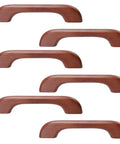 Solid Wood Drawer Pull Handles Set 6 Pack 96mm Hole Spacing Rustic Tea Color Cabinet Furniture Hardware For Home Organization