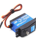 Heavy Duty Digital Servo Delivering Badass 35Kg Torque With Bombproof Metal Gears For 90 Degree Steering On 1/8 And 1/10 Scale RC Cars Trucks And Crawlers Upgraded Build, blue metal gear servo with cable.