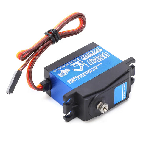 Heavy Duty Digital Servo Delivering Badass 35Kg Torque With Bombproof Metal Gears For 90 Degree Steering On 1/8 And 1/10 Scale RC Cars Trucks And Crawlers Upgraded Build, blue metal gear servo with cable.