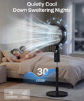 No Hose Needed Misting Fan With Built In Pump 12 Inch Portable Outdoor Oscillating Pedestal Fan With Remote And Timer in bedroom