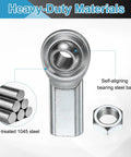 Heavy Duty Rod End Bearing With 3/8 Inch Bore And 3/8-24 UNF Right Hand Female Thread, 1045 Steel Housing And Hardened Ball Joint, Includes Jam Nut For Smooth Motion, High Wear Resistance, And Precise Articulation In Mechanical Linkages, with jam nut