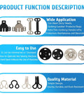 Everyday Quick Fix Hook And Eye Sewing Kit With 112 Pairs In Assorted Sizes showing product function description, applications, and material quality.