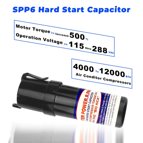 Hard Start Capacitor Kit With 500 Percent Torque Boost For HVAC Systems 115V Through 288VAC 4000 To 120000 BTU