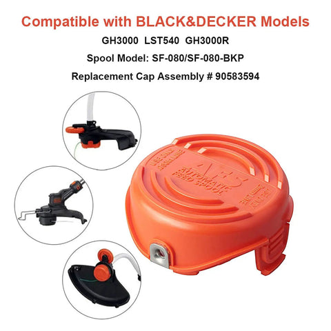 Replacement Trimmer Spool Cap Covers 2 Pack For Black Decker GH3000 LST540 Weed Eater Auto Feed 90583594 Cap Covers Compatible With SF080 Spools Durable Replacement For Long Lasting Yard Work