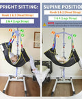 Super Cool And Durable Full Body Mesh Patient Lift Sling For Electric Ceiling Hoists With Quick Dry Breathable Fabric And 500 Lb Capacity For Easy Elderly Transfer in upright and supine positions.