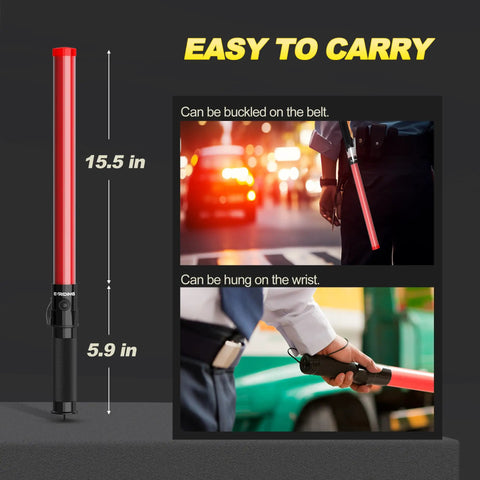 4 Pack 21 Inch LED Traffic Wand For Air Traffic Control With 3 Flashing Modes, Ideal For Airport Parking And Car Directing