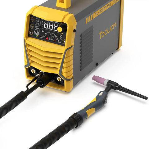 TL-200TP Pro TIG Welding Torch Replacement with 4M Cable and accessories displayed next to welding machine