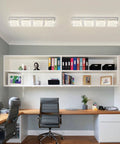 Rectangular Flush Mount LED Ceiling Light Fixture 24 Inch Long Crystal Dimmable in home office setting