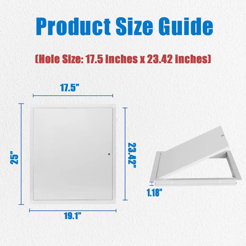 Rugged 18x24 Metal Access Panel For Drywall And Ceiling, Heavy-Duty 1.0 Mm Thick Aluminum Cover, dimensions 17.5x23.42 inches