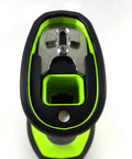 Top view of Heavy Duty Corded 1D Barcode Scanner With USB Cable Built Like A Tank For Warehouse Logistics showing green casing.