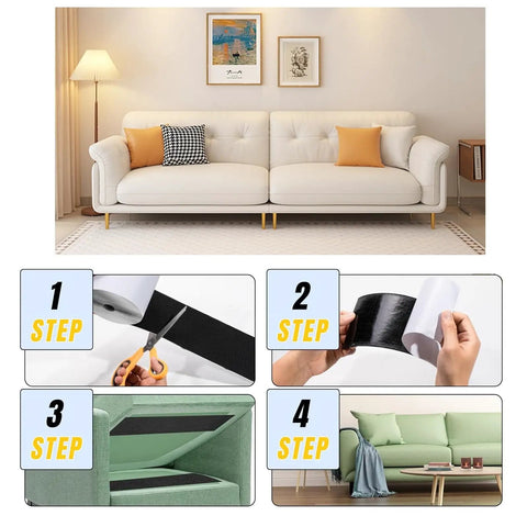 Non Slip Couch Cushion Grips And Adhesive Hook And Loop Tape To Stop Cushions From Sliding On Sofas And Mattresses, Easy Install