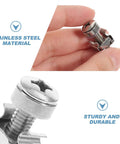 Close-up of stainless steel M6 cage nut and rack mount screws from the 16 Sets M6 Cage Nut And Rack Mount Screws Kit