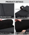 Premium Leather Car Sun Visor Sunglasses Holder, 2 Pack Universal Eyeglass Case showing magnetic closure and flannel lining design.