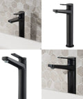 Indy Single Handle Vessel Bathroom Faucet In Matte Black With Solid Brass Construction Smooth One Hand Operation