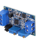 Close-up view of Badass Reliability Current To Voltage Converter Industrial Module, compact PCB design with blue terminal blocks, ideal for automation.