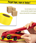 Using Heavy Duty Polypropylene Strapping Roll Yellow Pallet Packaging Banding Strap For Secure Shipping to seal boxes.