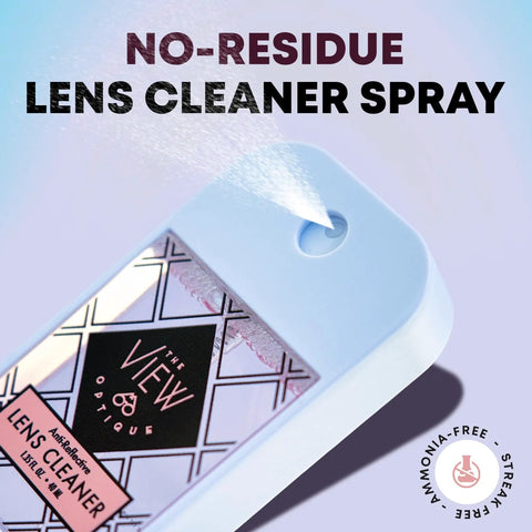 View Optique lens cleaner spray bottle, light blue plastic, 1.35 oz, ammonia-free