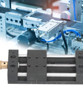 Dope Manual Sliding Table Linear Stage With Aluminum Alloy Rail And Base, Lightweight, Rustproof And Durable, High Precision Motion For CNC, Shop Or Lab Use, Easy Handwheel Drive, Solid Track For Accurate Positioning. 30mm stroke, handwheel