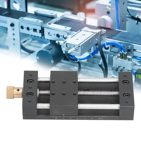 Dope Manual Sliding Table Linear Stage With Aluminum Alloy Rail And Base, Lightweight, Rustproof And Durable, High Precision Motion For CNC, Shop Or Lab Use, Easy Handwheel Drive, Solid Track For Accurate Positioning. 30mm stroke, handwheel