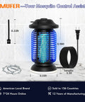 Indoor Outdoor Bug Zapper With 18W Blue Violet UV Light And 2W LED Lamp Delivers 100 Percent More Mosquito Control Covers Half To One Acre