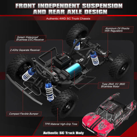 Chassis details of 4X4 Off Road Brushless RC Short Course Truck 1 14 Scale Blazing Speed Up To 60kmh With 3S Battery 4WD Electric RC Car