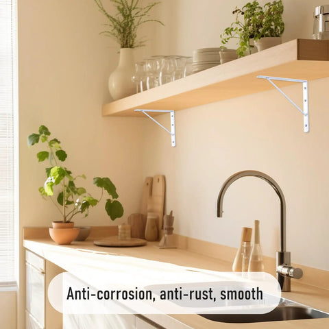 Heavy Duty 10 X 8 Inch Metal Shelf Brackets 90 Degree L Shaped Wall Mounts For Floating Shelves White Rust Resistant With Screws 10 Pack