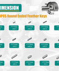 Woodruff Key Stock Assortment Kit With 180 Pieces 15 Round End Feather Keys Parallel Drive Shaft Keys For Fasteners